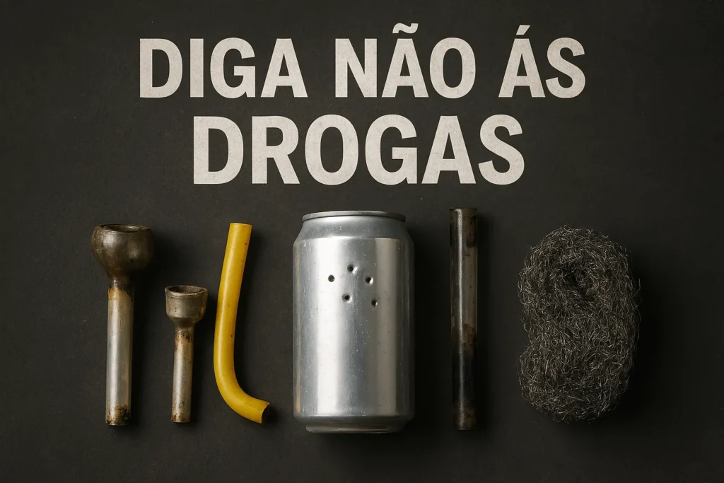 formas de consumo do crack - mostrando latas, palhas de aço e cachimbos